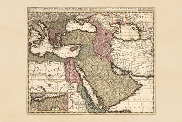Impero Ottomano 1740 - Mappa storica da parete del XVIII secolo