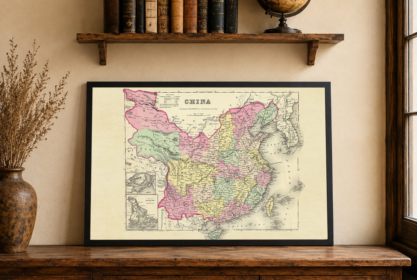 Stampa cartografica della Cina 1856 - Mappa vintage con divisioni provinciali e dettagli atlanti