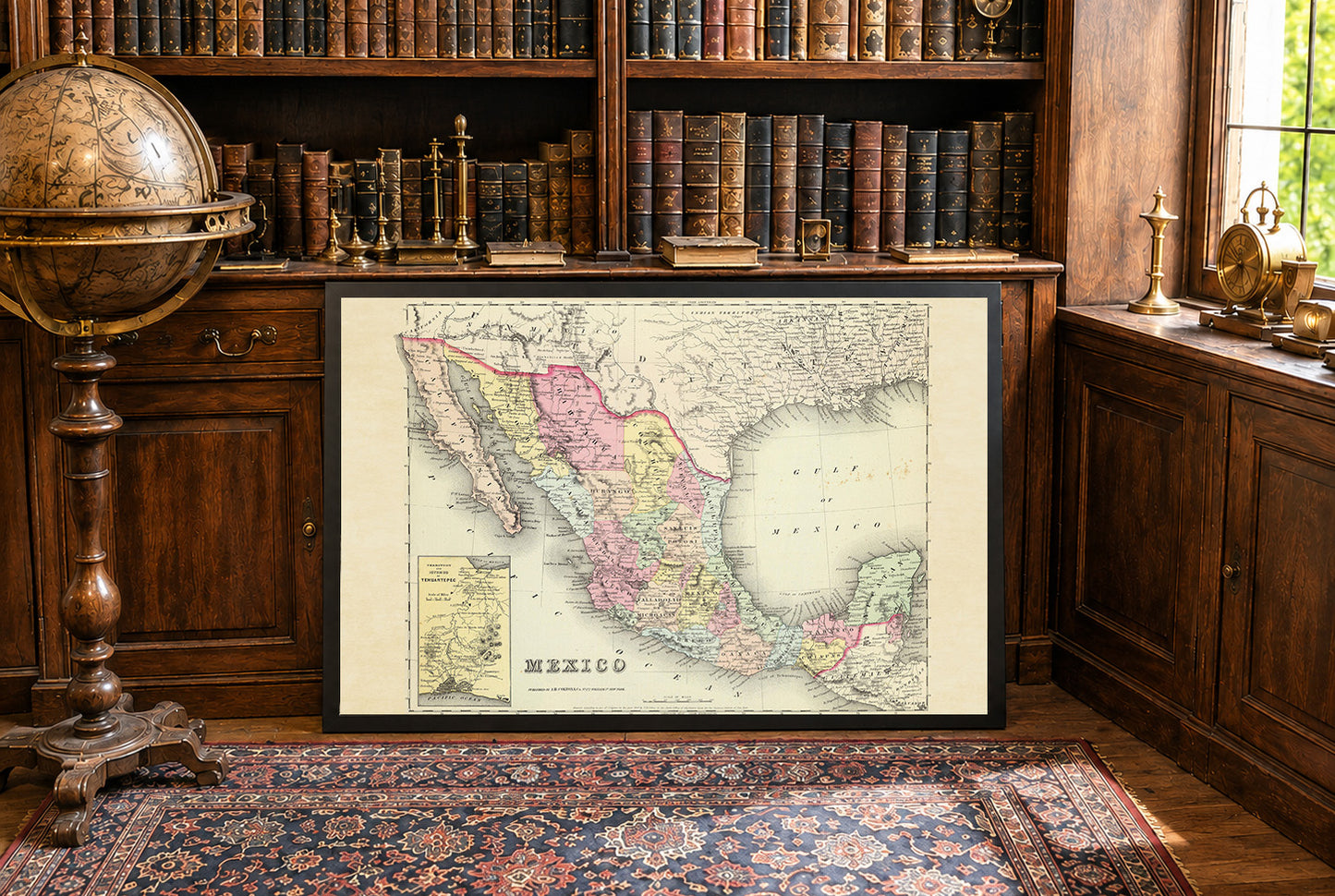 Stampa cartografica del Messico 1856 - Mappa vintage con confini statali e dettagli regionali