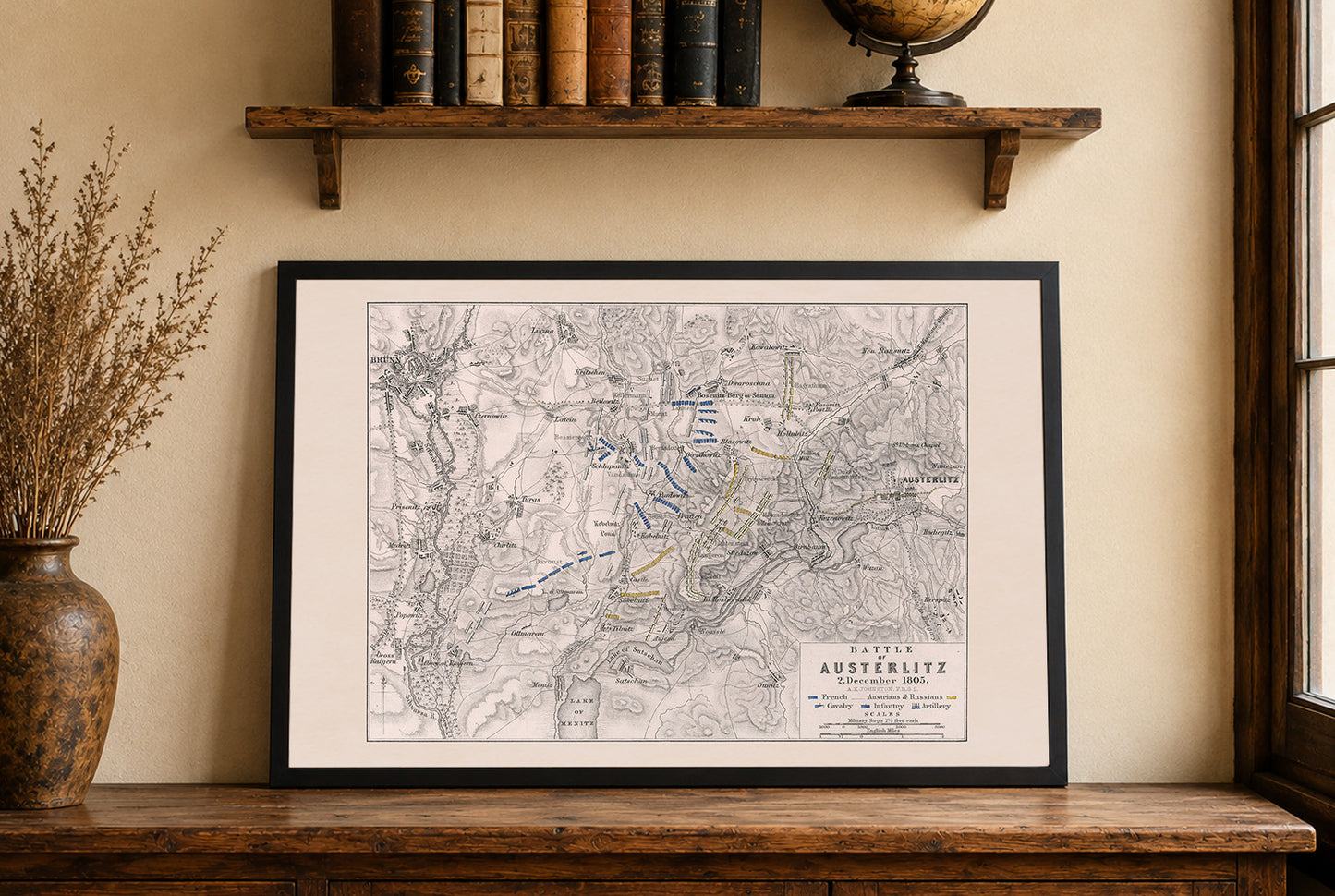 Poster Mappa della Battaglia di Austerlitz (1805) - Arte Militare della Più Grande Vittoria di Napoleone