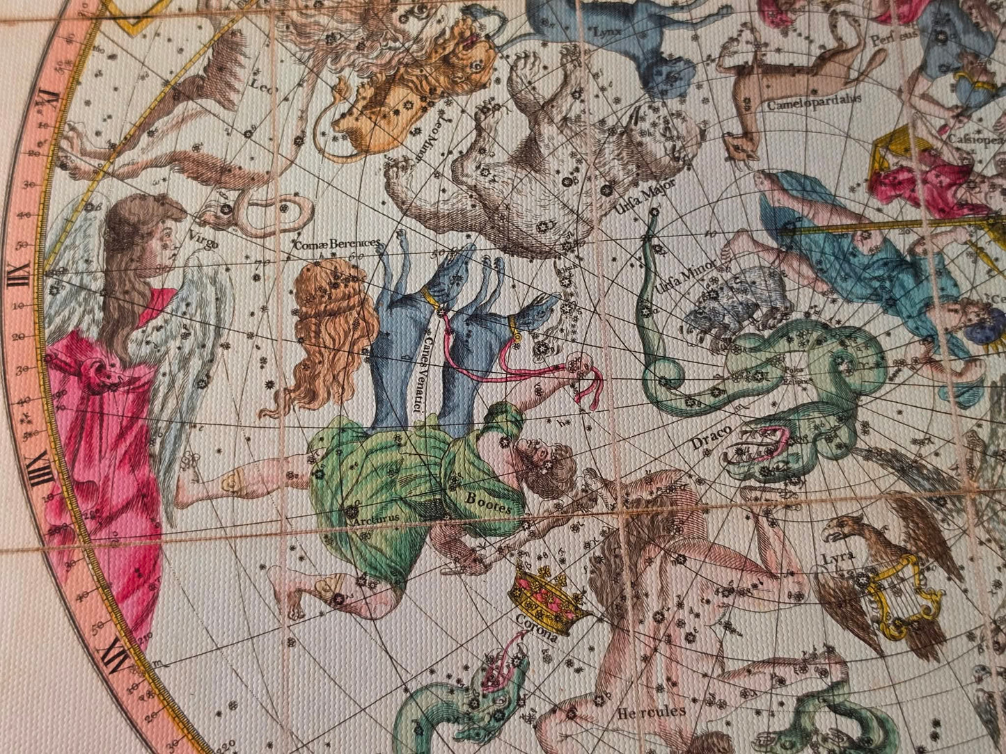 Poster Mappa delle Costellazioni Celesti (1820) - Carta Stellare Vintage degli Emisferi Nord e Sud