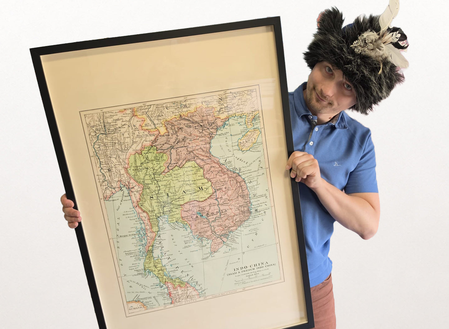 Póster Indo-China (1926) – Mapa Colonial Vintage de Siam e Indochina Francesa