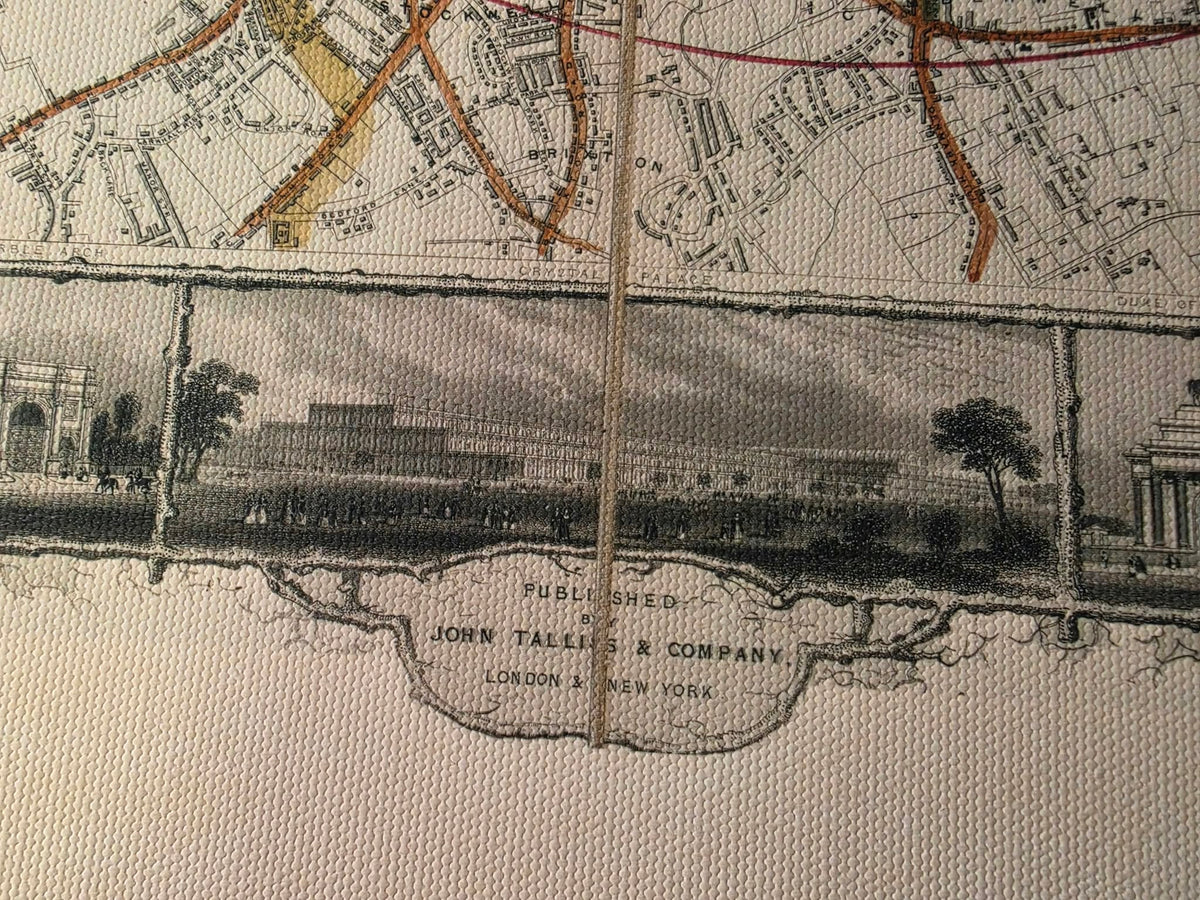 Londres 1851 - Carte illustrée avec les principaux monuments
