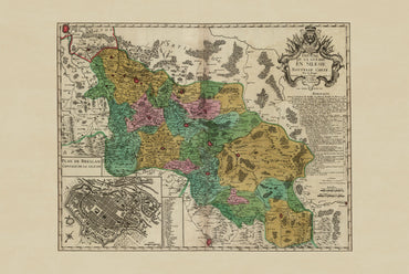 Poster mappa della Slesia - Prima guerra slesiana, 1741 | Georges-Louis Le Rouge