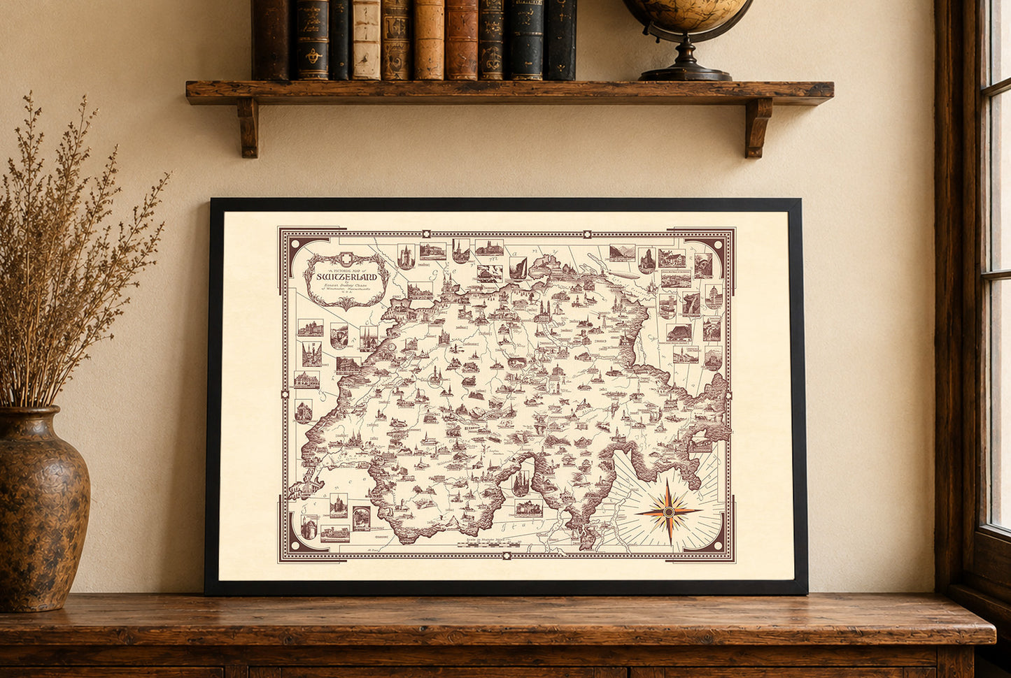 Poster Mappa Pittorica della Svizzera (1936) - Arte Murale Vintage Svizzera da Viaggio