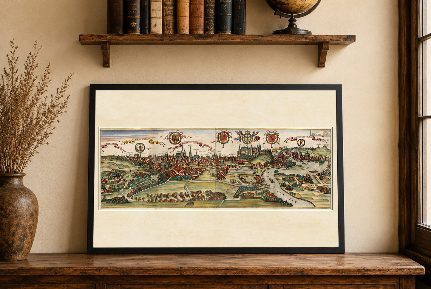 Vintage Krakau Karten Wandkunst - 1618 Cracovia Metropolis Gravur Druck