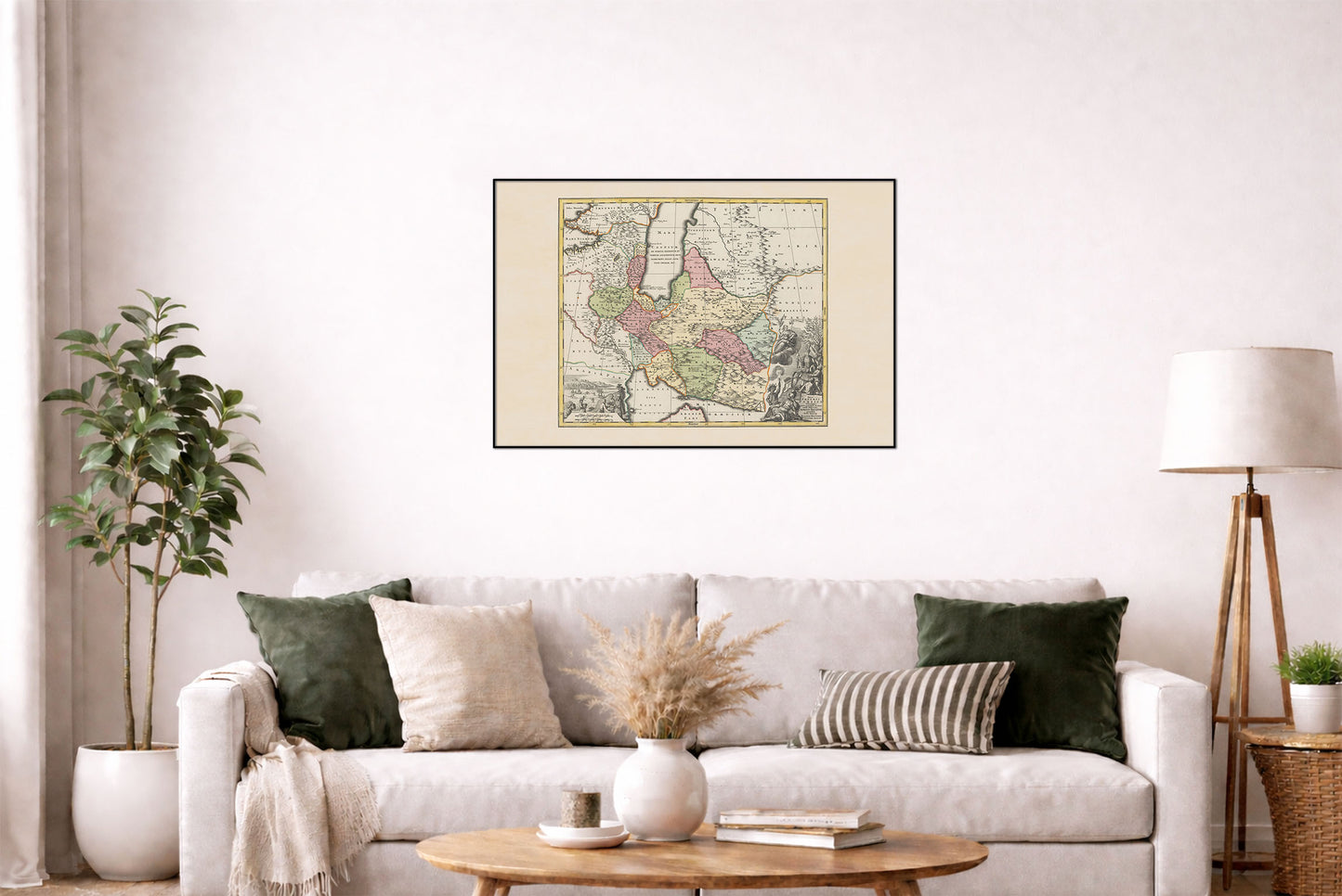 Poster mappa della Persia - Mappa antica dell’Impero persiano e dell’Iran, decorazione murale del XVIII secolo