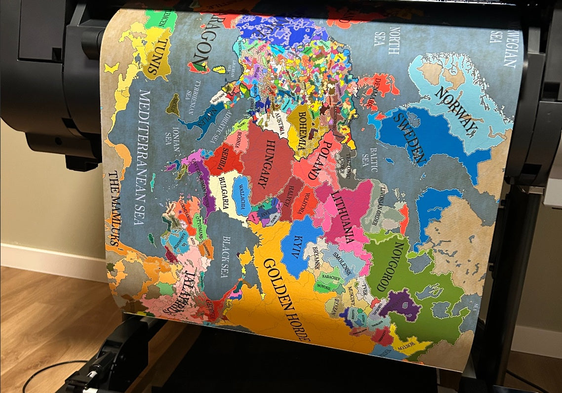 Mapa Europy z 1337 roku u progu wojny stuletniej