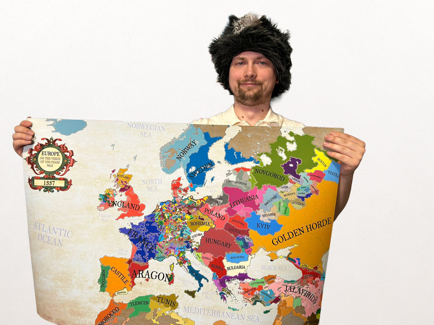 Mapa Europy z 1337 roku u progu wojny stuletniej