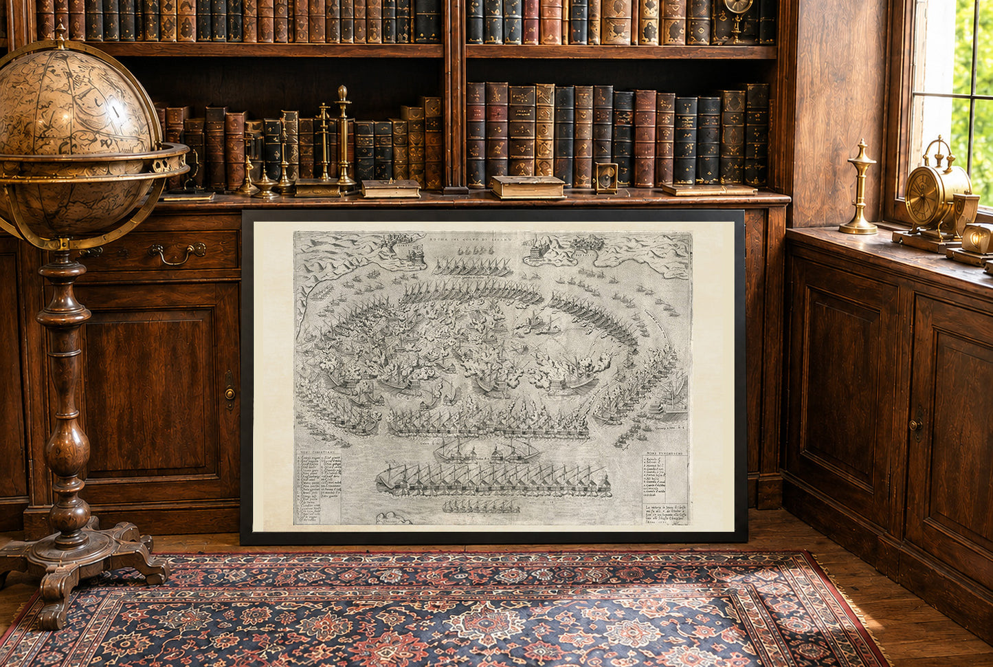 Poster mappa di Lepanto 1572 - Piano storico della battaglia navale della Lega Santa contro la flotta ottomana