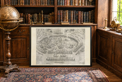 Poster mappa di Lepanto 1572 - Piano storico della battaglia navale della Lega Santa contro la flotta ottomana