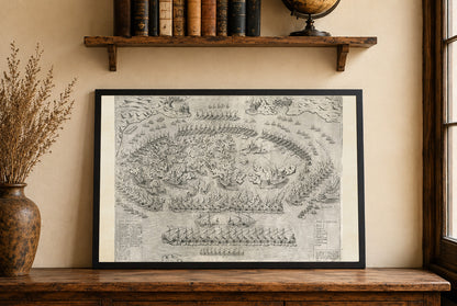 Poster mappa di Lepanto 1572 - Piano storico della battaglia navale della Lega Santa contro la flotta ottomana
