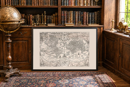 Mapa mundial 1594 “Orbis Terrarum Typus” - Impresión decorativa de doble hemisferio