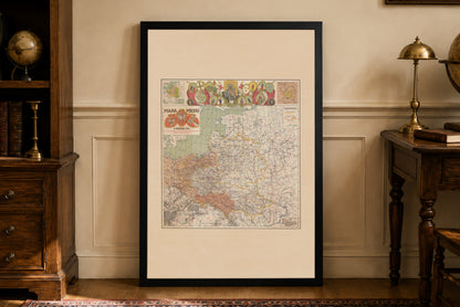Póster del mapa de Polonia del siglo XV - Arte de pared vintage de la Mancomunidad Polaco-Lituana