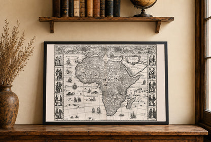 Mapa de África 1630 “Africae Nova Descriptio” - Impresión con principales ciudades y vestimenta regional