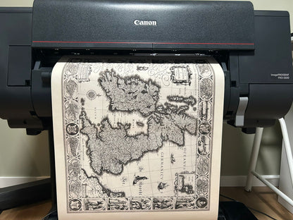 Stampa mappa Isole Britanniche 1630 - Illustrazione di città storiche e abiti regionali tradizionali