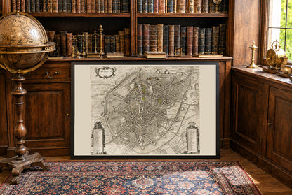 1652 Brüsseler Karte - Vintage Stadtatlas-Druck