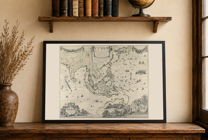 Estampe cartographique Inde orientale 1652 – Carte à grande échelle de l'Asie du Sud-Est
