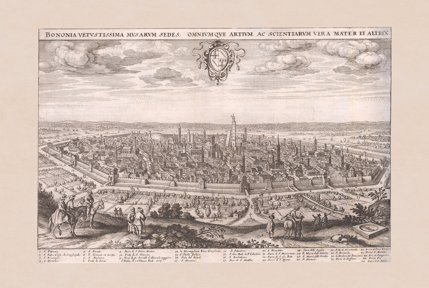 Bologna 1688 - Mappa storica delle mura cittadine