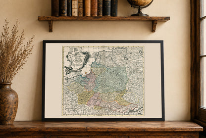 1753 Historische Wandkarte des polnisch-litauischen Commonwealth