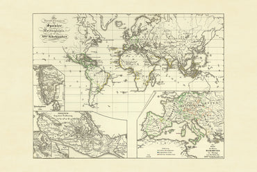 Mapa del Imperio colonial español y portugués 1854 - Impresión vintage de atlas histórico