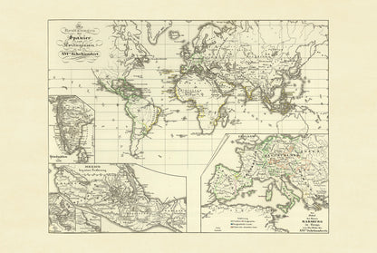 Mappa dell'Impero Coloniale Spagnolo e Portoghese 1854 - Stampa Atlante Storico Vintage