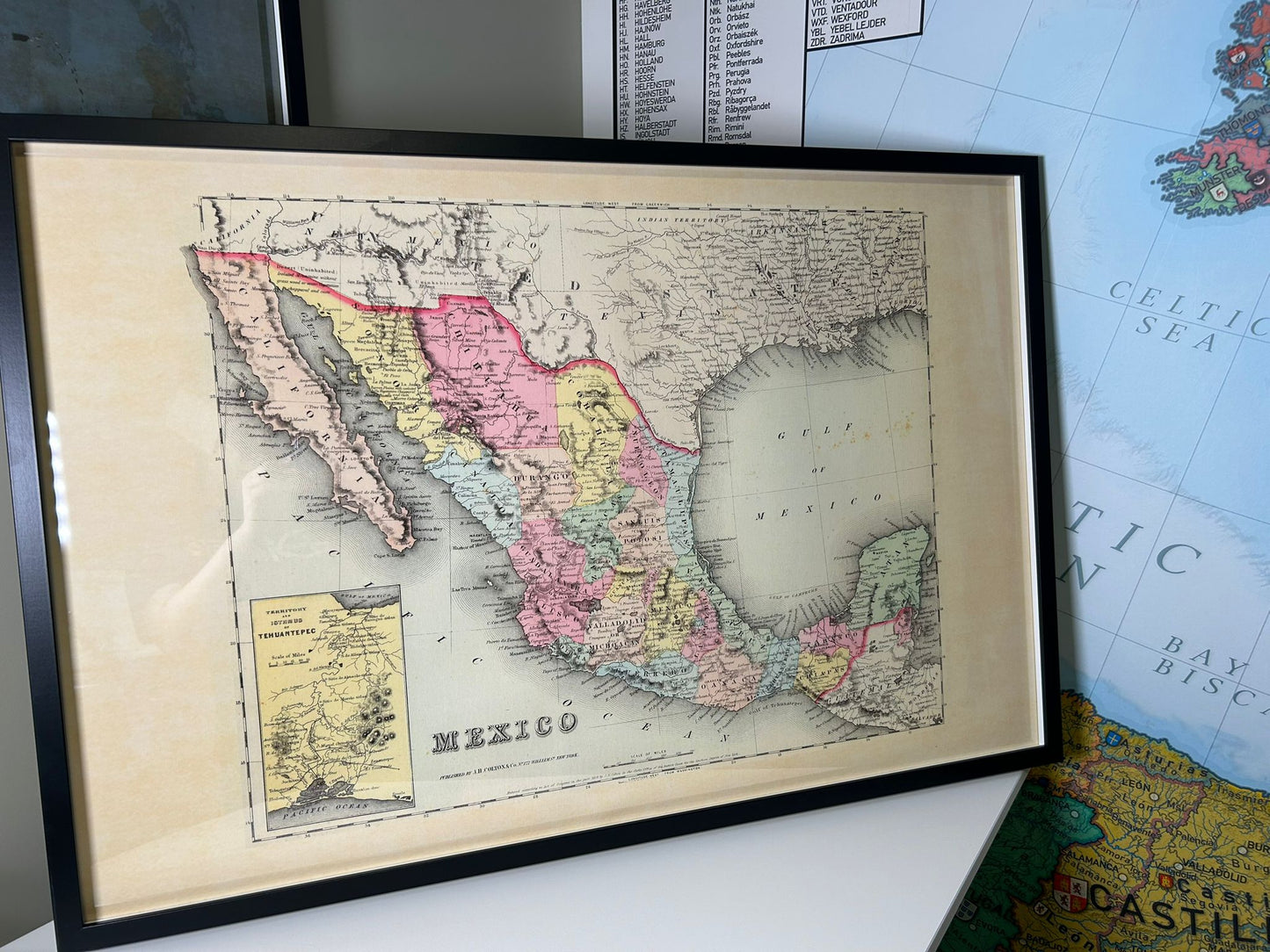 1856 Mexiko Kartografie Druck - Vintage-Karte mit Staatsgrenzen und regionalen Details
