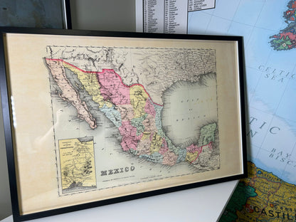 1856 Mexiko Kartografie Druck - Vintage-Karte mit Staatsgrenzen und regionalen Details