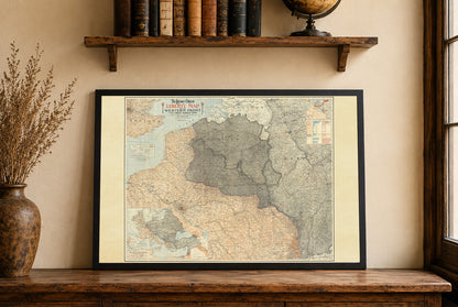 Cartel del Mapa del Frente Occidental 1918 - Mapa de las Líneas de Batalla de la Primera Guerra Mundial en Europa