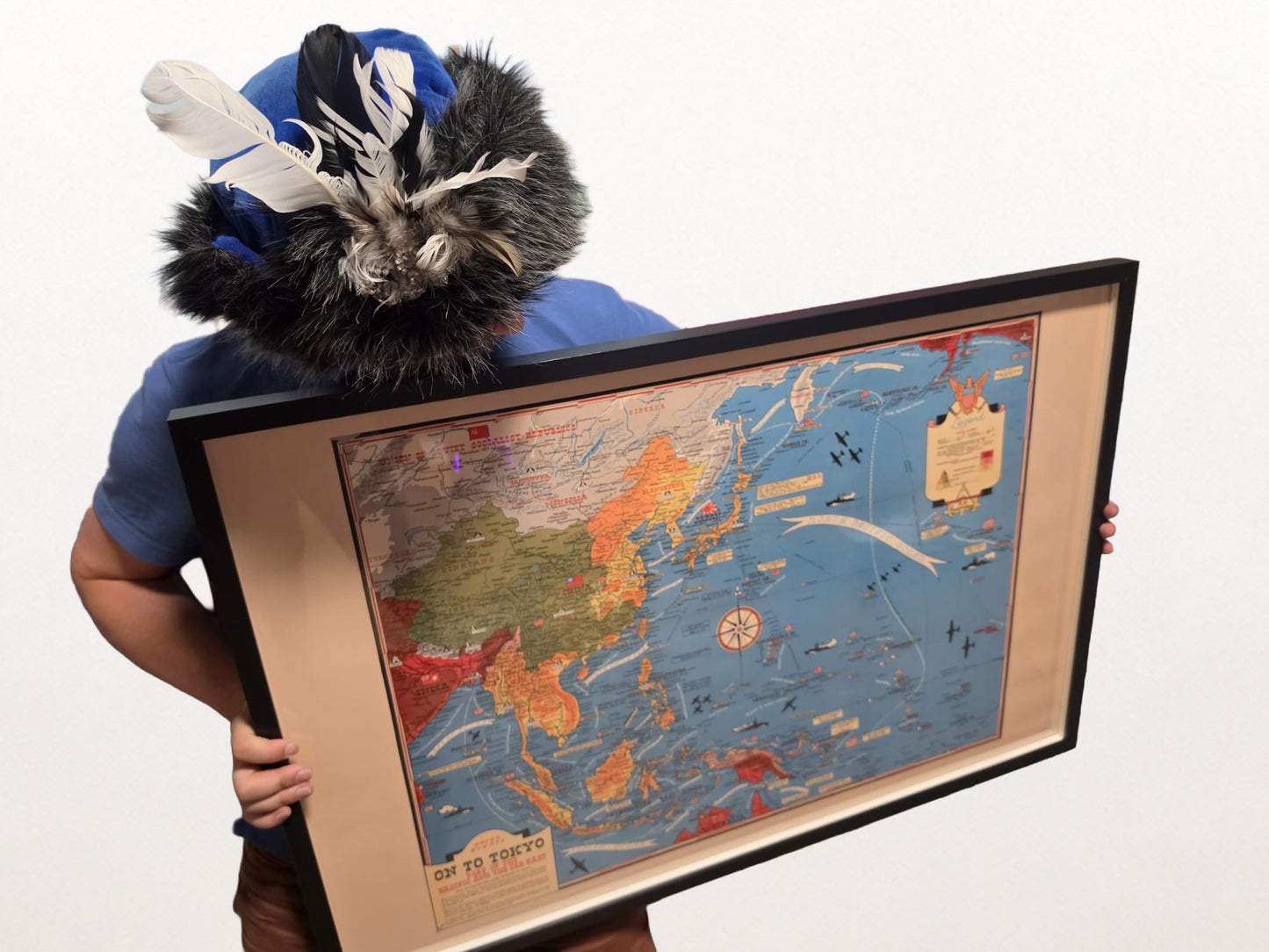 Cartel del Mapa del Teatro del Pacífico 1944 - Impresión Pictórica de la Segunda Guerra Mundial de Asia y el Pacífico hacia Tokio