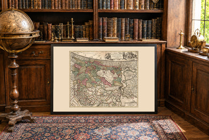 Amsterdam en 1740 - Carte historique de la capitale commerciale de la République néerlandaise