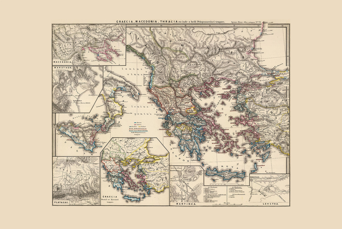 Antike Griechenland Karte Poster - Vintage Griechischer & Makedonischer Historischer Atlas Wandkunst