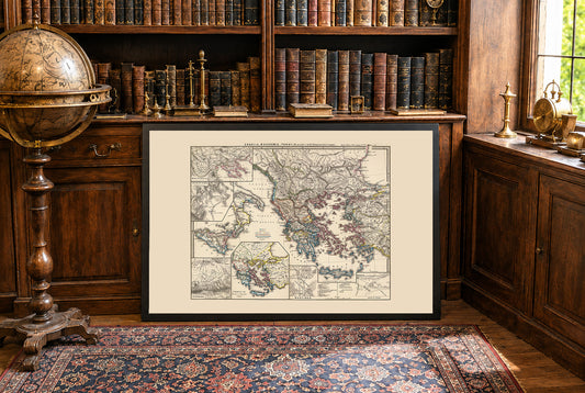 Ancient Greece Map Poster - Vintage Greek & Macedonian Historical Atlas Wall Art