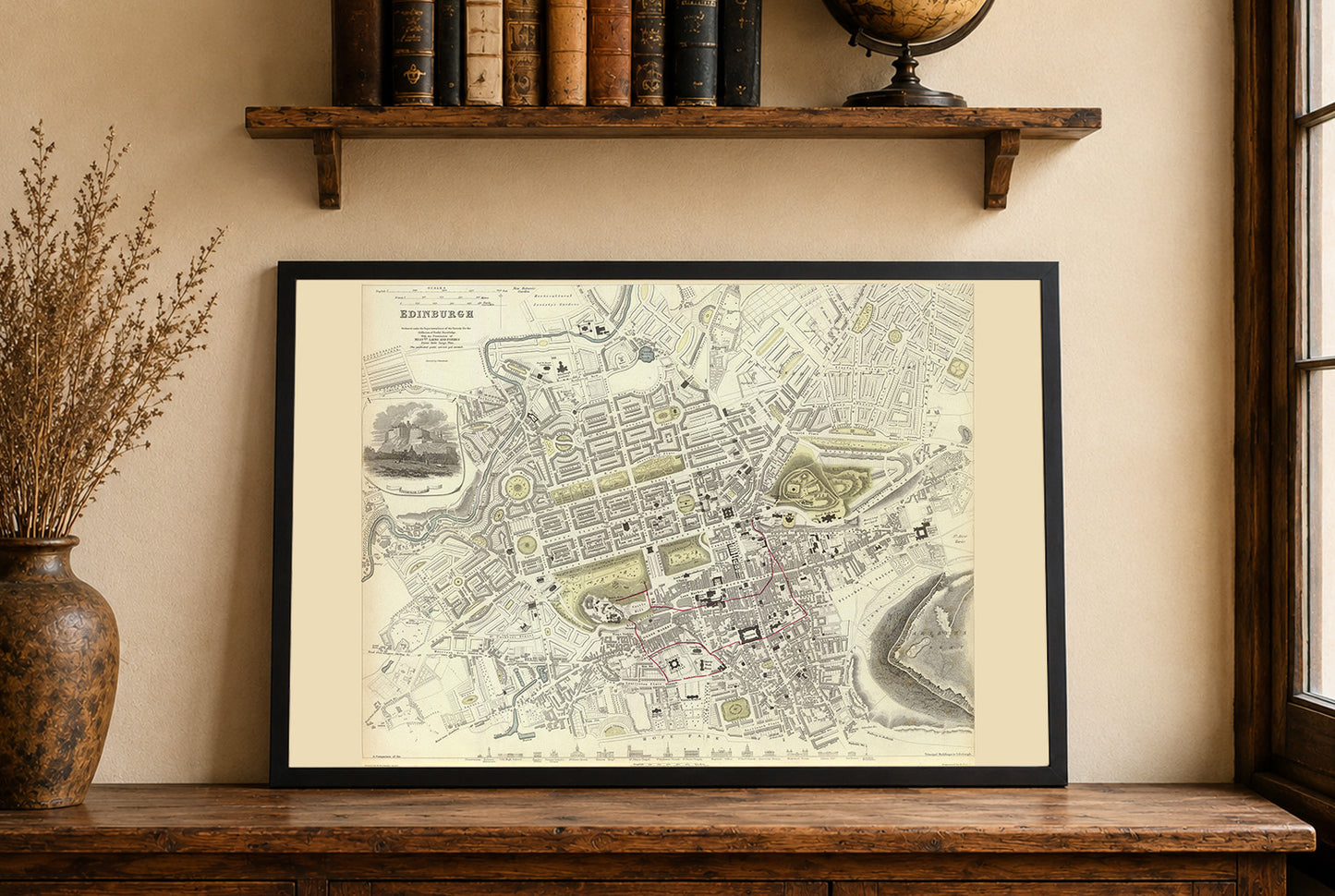 Mapa Vintage de Edimburgo 1834 - Impresión Artística que Muestra el Plano Detallado de la Ciudad