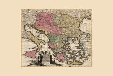 Penisola Balcanica 1740 - Mappa storica del sud-est Europa
