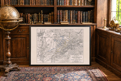Poster Mappa della Battaglia di Austerlitz (1805) - Arte Militare della Più Grande Vittoria di Napoleone
