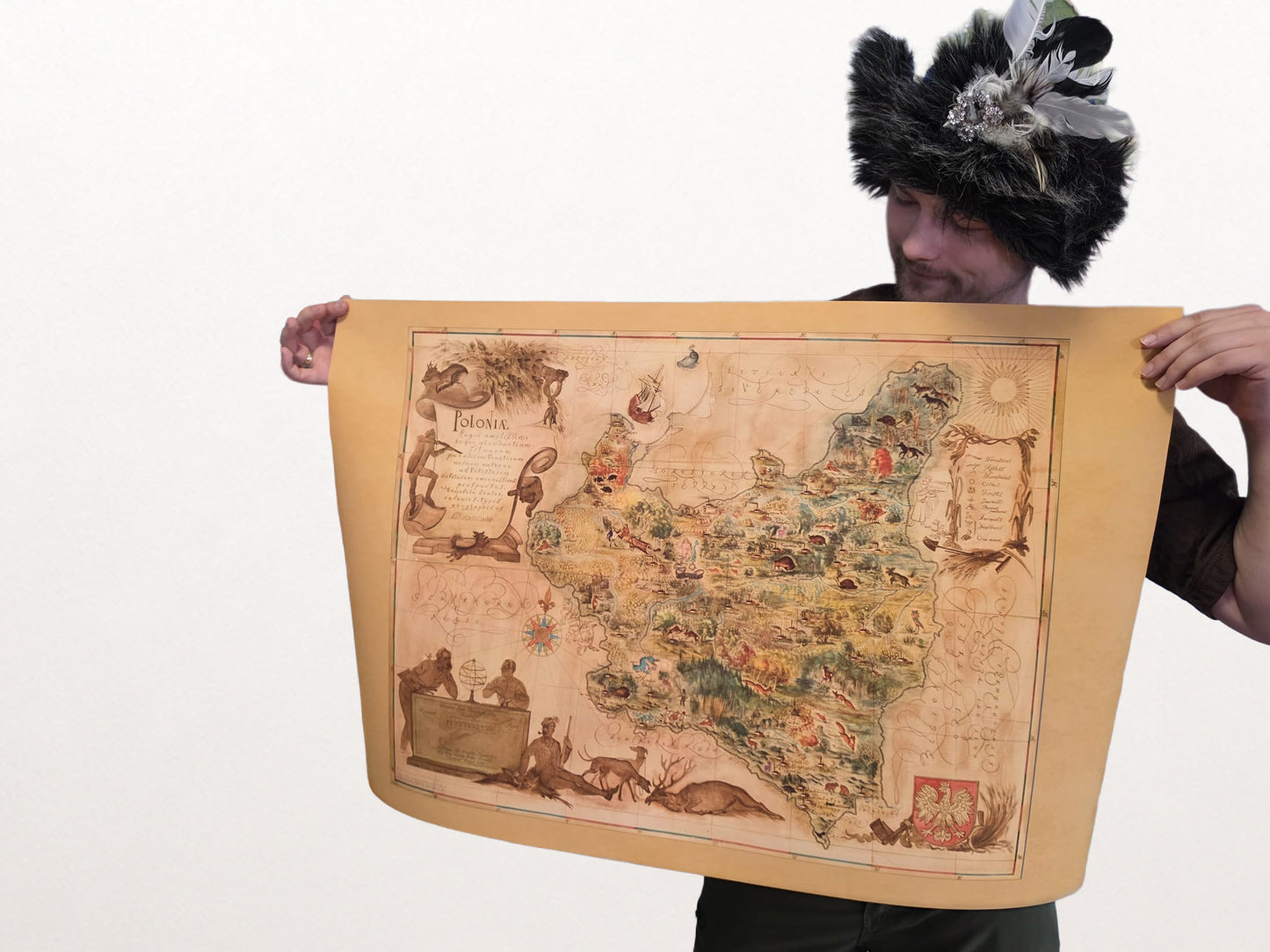 Stampa mappa della Polonia 1938 - Mappa illustrata ‘Poloniae’ di Tadeusz Lipski & Eliasz Kanarek | Arte murale vintage della Fiera Mondiale