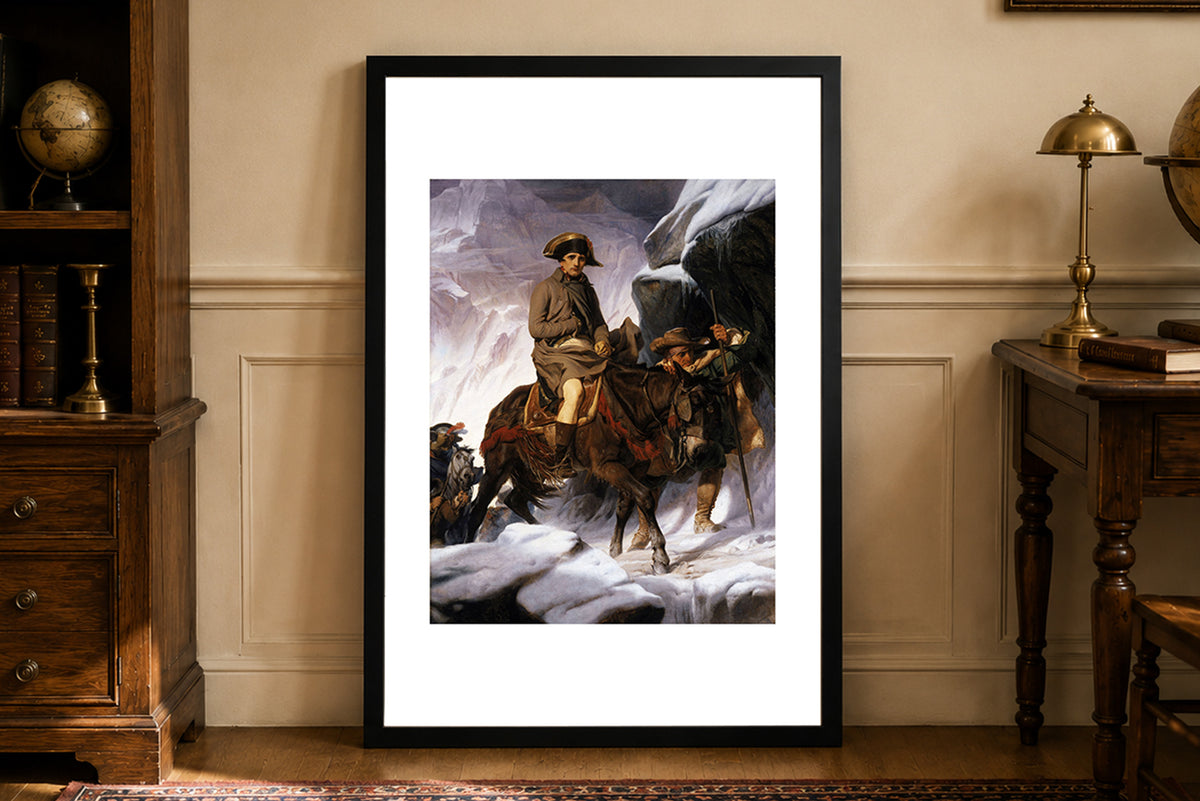 Bonaparte Crossing the Alps 1850 - Paul Delaroche - Napoleon Bonaparte Historical Painting Poster