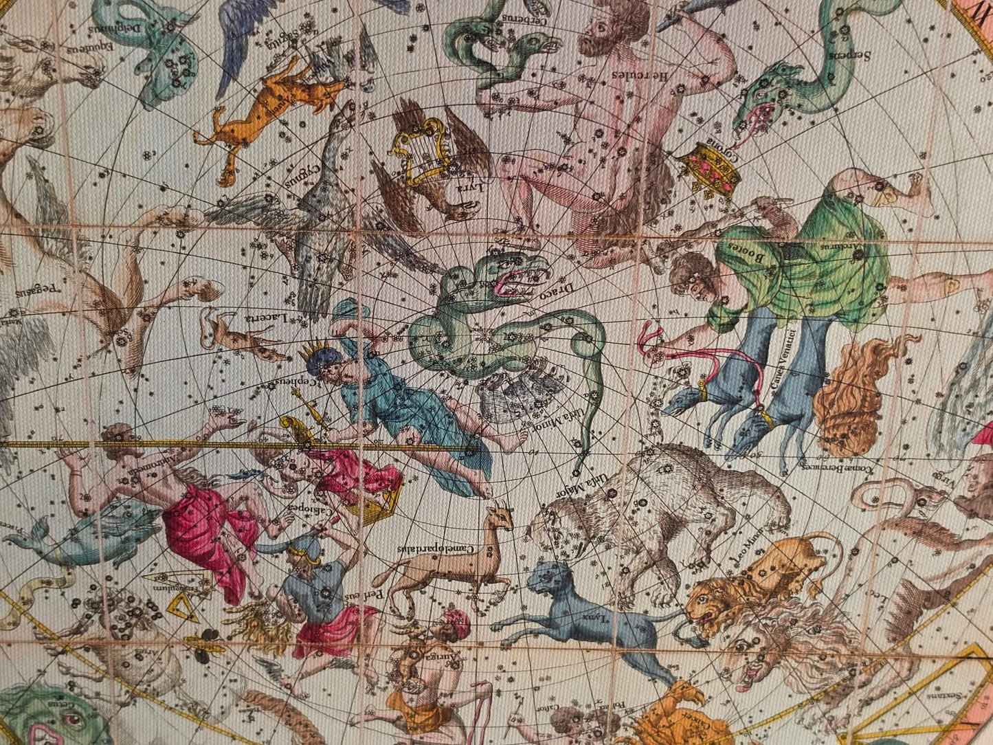 Poster Mappa delle Costellazioni Celesti (1820) - Carta Stellare Vintage degli Emisferi Nord e Sud