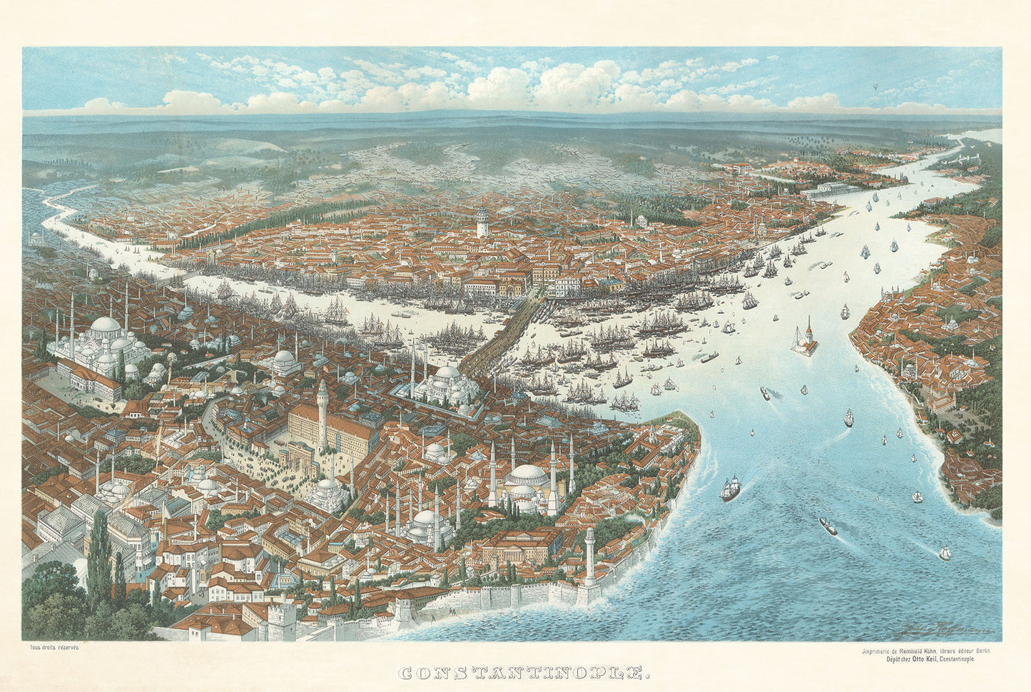 Konstantinopel 1896 - Vintage-Gemälde der Osmanischen Hauptstadt