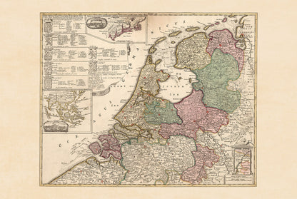 Repubblica Olandese 1740 - Mappa storica dei Paesi Bassi
