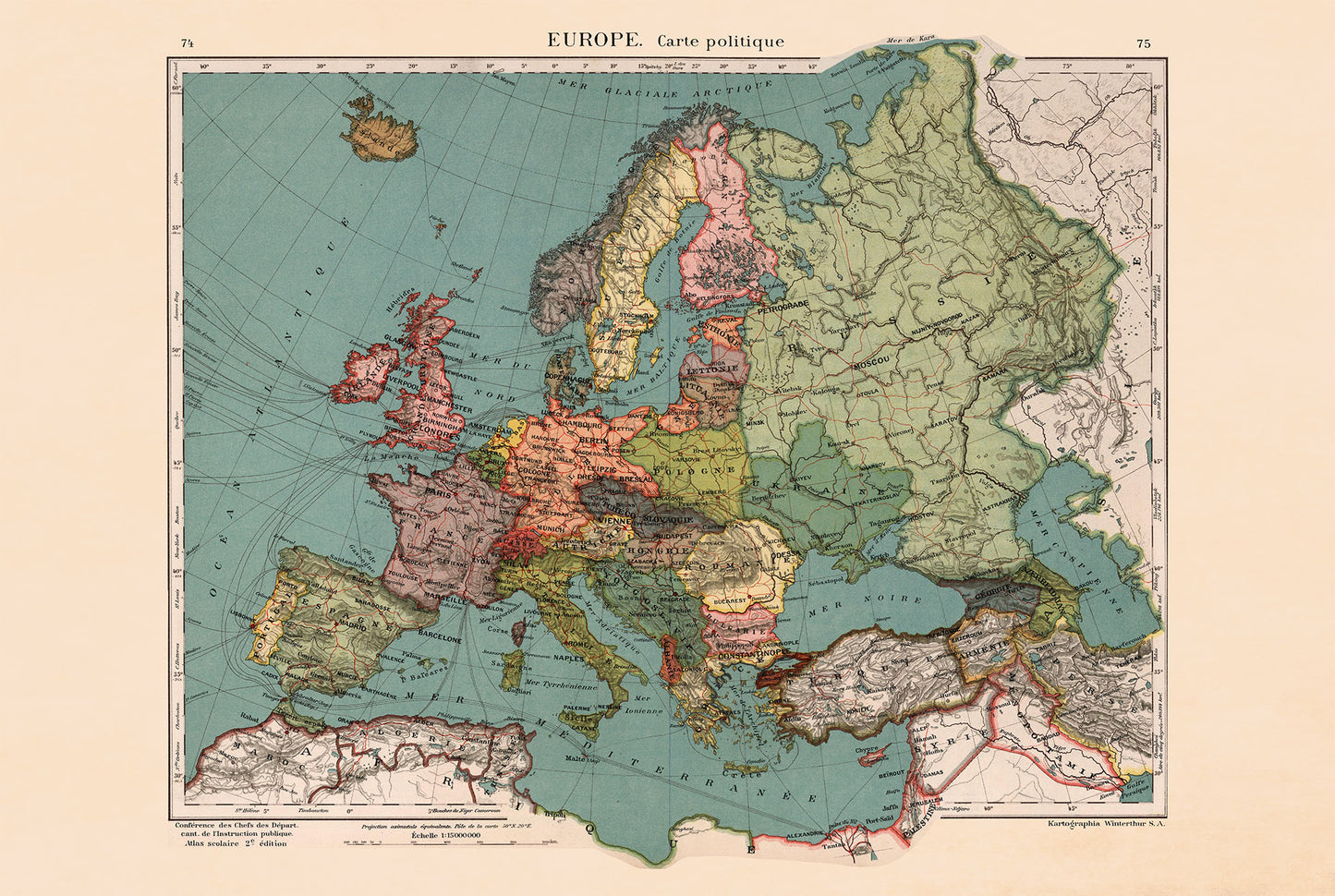 Europa 1921 - Historische Karte nach dem Ersten Weltkrieg