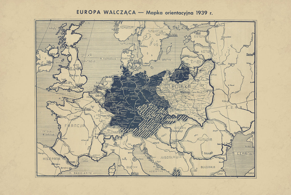 Europe at War 1939 - WWII Europe - Antoni Gołębniak Historical Map Poster