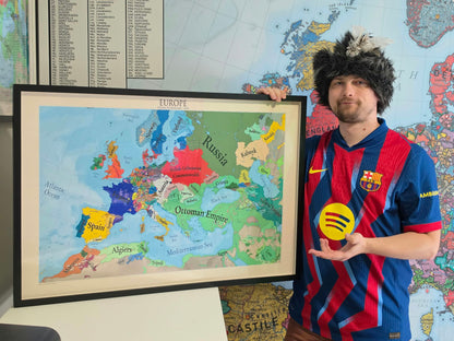 Póster del mapa de Europa en 1644 - Guerra de los Treinta Años