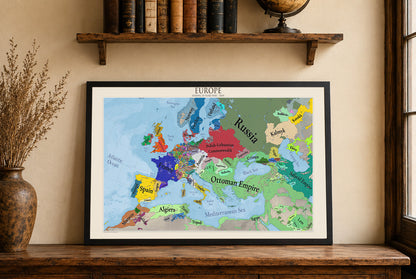 Póster del mapa de Europa en 1644 - Guerra de los Treinta Años