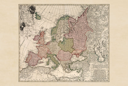 Europa 1743 - Historische Wandkarte aus dem Österreichischen Erbfolgekrieg