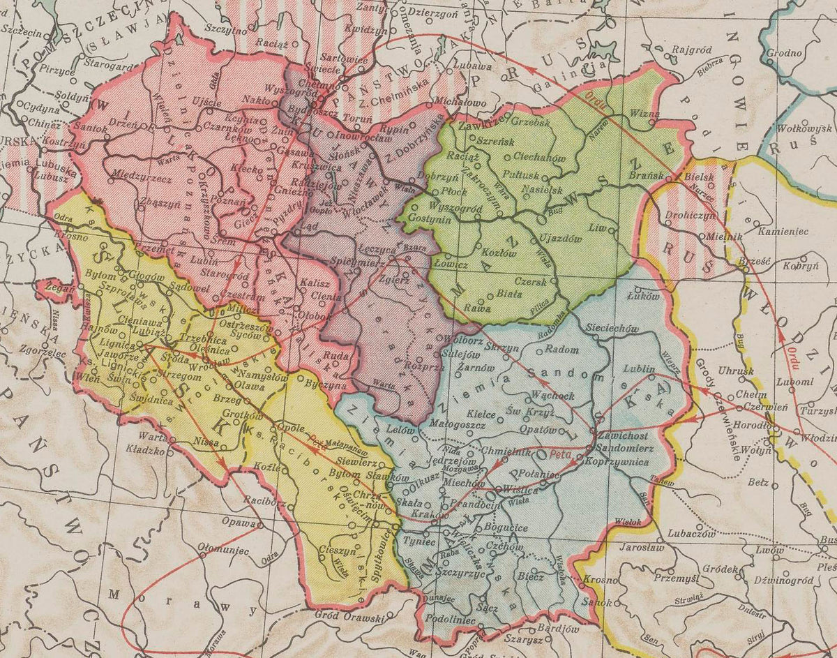 Fragmented Poland 1250 - Piast Duchies - Władysław Semkowicz 1932 Historical Map Poster