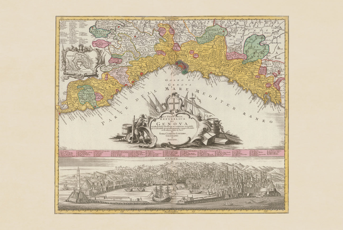Poster Mappa della Città di Genova (1777) - Panorama Vintage e Arte Storica Italiana