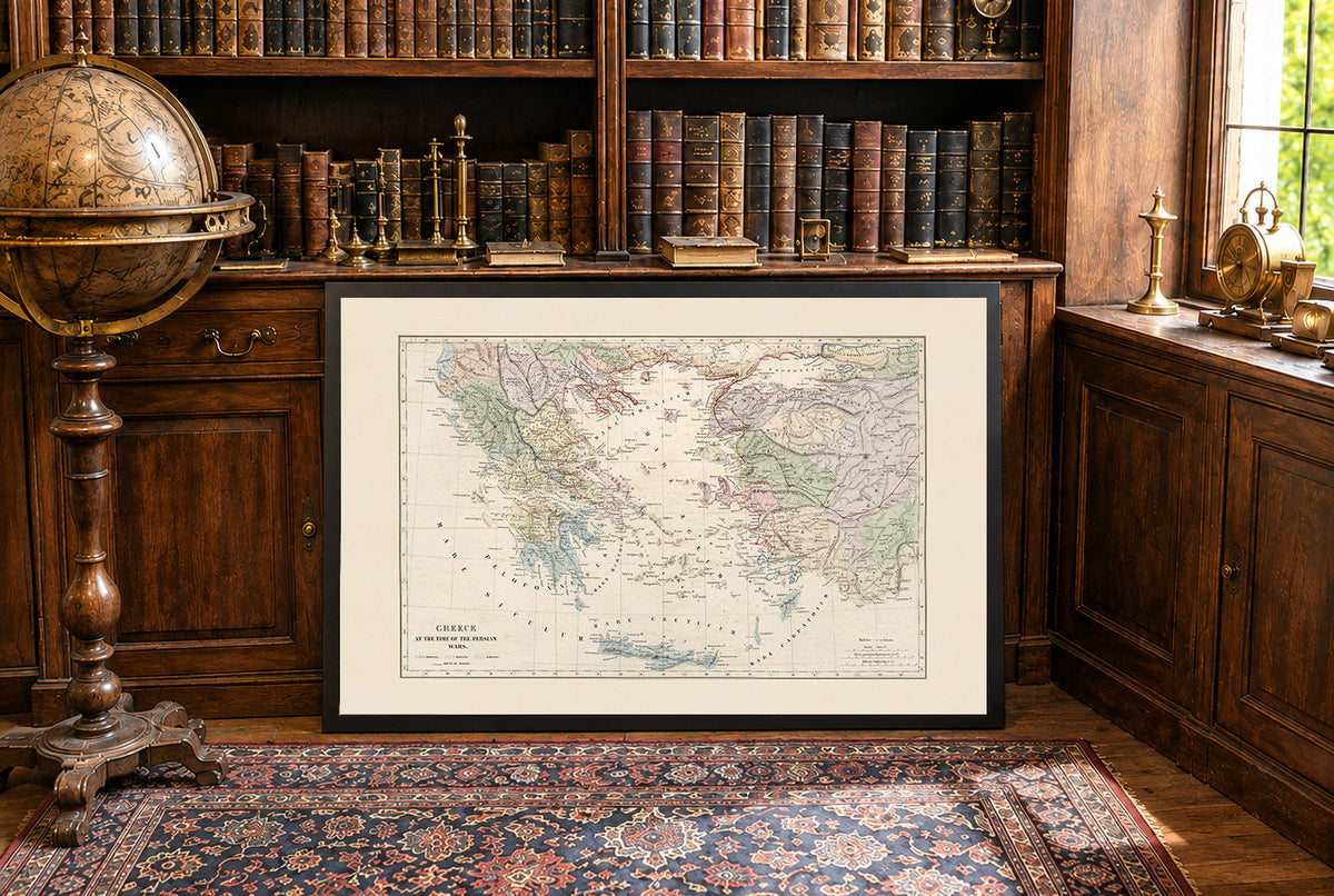 Greece During the Persian Wars 1872 - Historical Map Poster