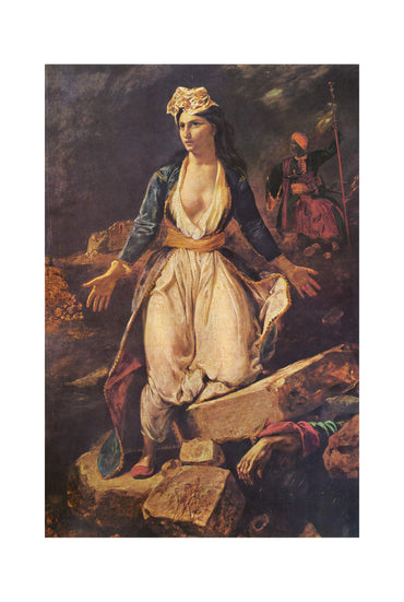 Grecia sobre las ruinas de Missolonghi 1826 - Eugène Delacroix - Póster de pintura histórica de la guerra de independencia griega